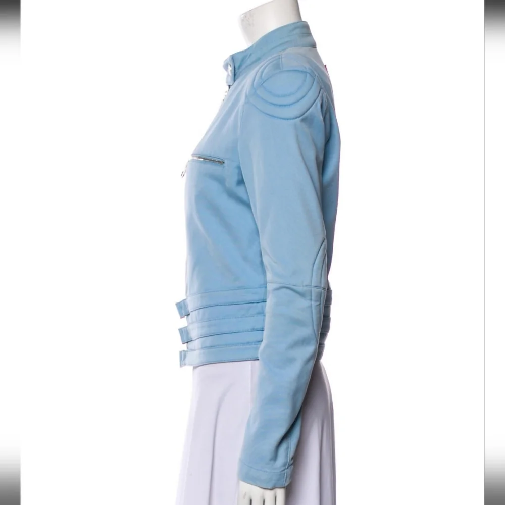 Chanel Moto Blue CC Logo Jacket